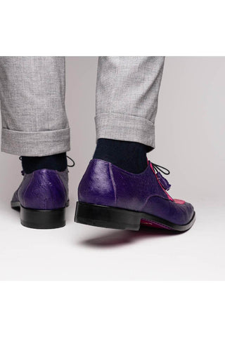 Marco Di Milano Andretti Pink & Purple Exotic Ostrich Leg Derby (MDM1181)-AmbrogioShoes