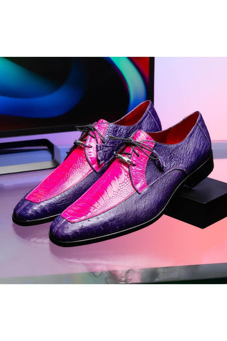 Marco Di Milano Andretti Pink & Purple Exotic Ostrich Leg Derby (MDM1181)-AmbrogioShoes