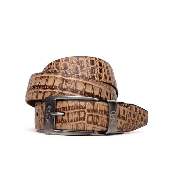 Marco Di Milano Antique Orix Genuine Exotic Crocodile Men's Belts (MDMB1016)-AmbrogioShoes