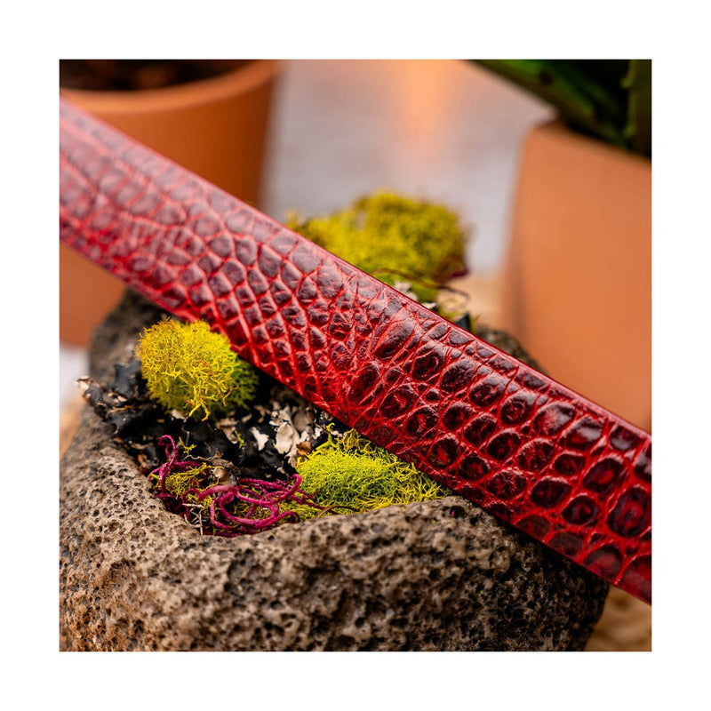 Marco Di Milano Antique Red Genuine Exotic Crocodile Men's Belts (MDMB1017)-AmbrogioShoes