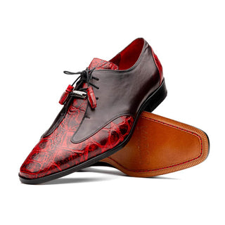 Marco Di Milano Anzio Black Cherry Exotic Alligator / Calfskin Leather Derby (MDM1037)-AmbrogioShoes