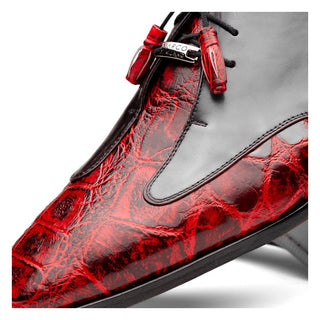 Marco Di Milano Anzio Black Cherry Exotic Alligator / Calfskin Leather Derby (MDM1037)-AmbrogioShoes