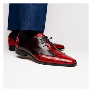 Marco Di Milano Anzio Black Cherry Exotic Alligator / Calfskin Leather Derby (MDM1037)-AmbrogioShoes