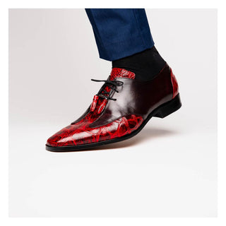 Marco Di Milano Anzio Black Cherry Exotic Alligator / Calfskin Leather Derby (MDM1037)-AmbrogioShoes