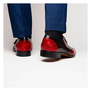 Marco Di Milano Anzio Black Cherry Exotic Alligator / Calfskin Leather Derby (MDM1037)-AmbrogioShoes