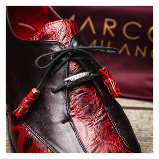 Marco Di Milano Anzio Black Cherry Exotic Alligator / Calfskin Leather Derby (MDM1037)-AmbrogioShoes