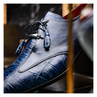 Marco Di Milano Anzio Blue Exotic Alligator / Calfskin Leather Derby (MDM1037)-AmbrogioShoes