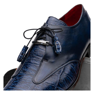 Marco Di Milano Anzio Blue Exotic Alligator / Calfskin Leather Derby (MDM1037)-AmbrogioShoes