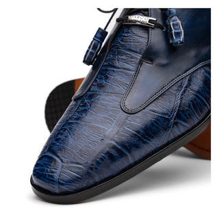 Marco Di Milano Anzio Blue Exotic Alligator / Calfskin Leather Derby (MDM1037)-AmbrogioShoes