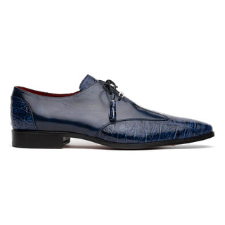 Marco Di Milano Anzio Blue Exotic Alligator / Calfskin Leather Derby (MDM1037)-AmbrogioShoes