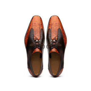 Marco Di Milano Anzio Brandy Exotic Alligator / Calfskin Leather Derby (MDM1037)-AmbrogioShoes