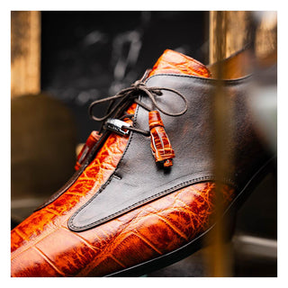 Marco Di Milano Anzio Brandy Exotic Alligator / Calfskin Leather Derby (MDM1037)-AmbrogioShoes
