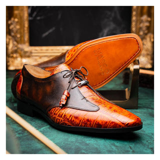 Marco Di Milano Anzio Brandy Exotic Alligator / Calfskin Leather Derby (MDM1037)-AmbrogioShoes
