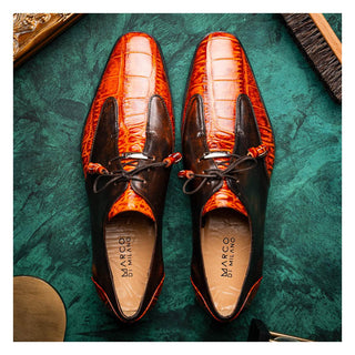 Marco Di Milano Anzio Brandy Exotic Alligator / Calfskin Leather Derby (MDM1037)-AmbrogioShoes