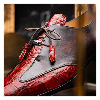 Marco Di Milano Anzio Cognac Exotic Alligator / Calfskin Leather Derby (MDM1037)-AmbrogioShoes