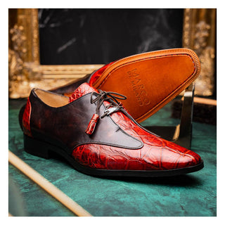Marco Di Milano Anzio Cognac Exotic Alligator / Calfskin Leather Derby (MDM1037)-AmbrogioShoes