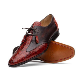 Marco Di Milano Anzio Cognac Exotic Alligator / Calfskin Leather Derby (MDM1037)-AmbrogioShoes