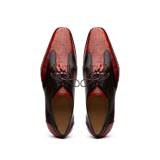 Marco Di Milano Anzio Cognac Exotic Alligator / Calfskin Leather Derby (MDM1037)-AmbrogioShoes