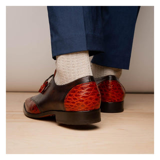 Marco Di Milano Anzio Cognac Exotic Alligator / Calfskin Leather Derby (MDM1037)-AmbrogioShoes