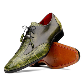 Marco Di Milano Anzio Green Exotic Alligator / Calfskin Leather Derby (MDM1037)-AmbrogioShoes