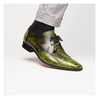 Marco Di Milano Anzio Green Exotic Alligator / Calfskin Leather Derby (MDM1037)-AmbrogioShoes