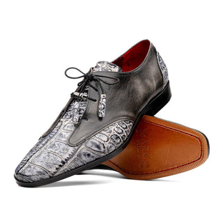Marco Di Milano Anzio Newspaper & Gray Exotic Alligator / Calfskin Leather Derby (MDM1037)-AmbrogioShoes