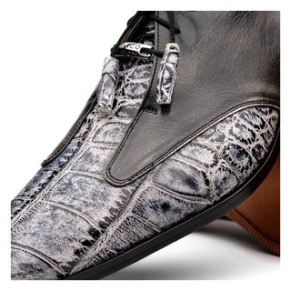 Marco Di Milano Anzio Newspaper & Gray Exotic Alligator / Calfskin Leather Derby (MDM1037)-AmbrogioShoes