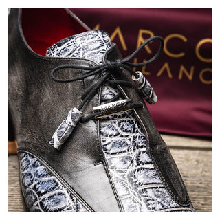 Marco Di Milano Anzio Newspaper & Gray Exotic Alligator / Calfskin Leather Derby (MDM1037)-AmbrogioShoes