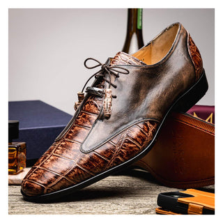Marco Di Milano Anzio Rustic Orix Exotic Alligator / Calfskin Leather Derby (MDM1037)-AmbrogioShoes