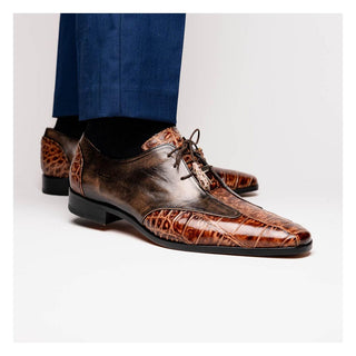 Marco Di Milano Anzio Rustic Orix Exotic Alligator / Calfskin Leather Derby (MDM1037)-AmbrogioShoes