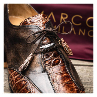 Marco Di Milano Anzio Rustic Orix Exotic Alligator / Calfskin Leather Derby (MDM1037)-AmbrogioShoes