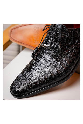 Marco Di Milano Apricena Genuine Black Caiman Crocodile Derby (MDM1092)-AmbrogioShoes