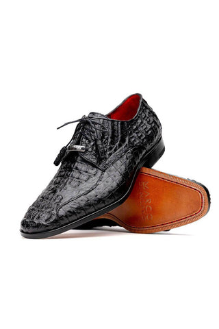 Marco Di Milano Apricena Genuine Black Caiman Crocodile Derby (MDM1092)-AmbrogioShoes