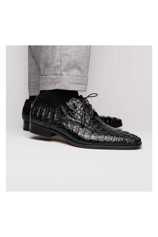 Marco Di Milano Apricena Genuine Black Caiman Crocodile Derby (MDM1092)-AmbrogioShoes