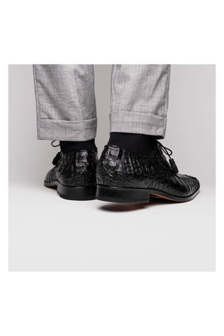 Marco Di Milano Apricena Genuine Black Caiman Crocodile Derby (MDM1092)-AmbrogioShoes
