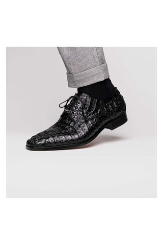 Marco Di Milano Apricena Genuine Black Caiman Crocodile Derby (MDM1092)-AmbrogioShoes
