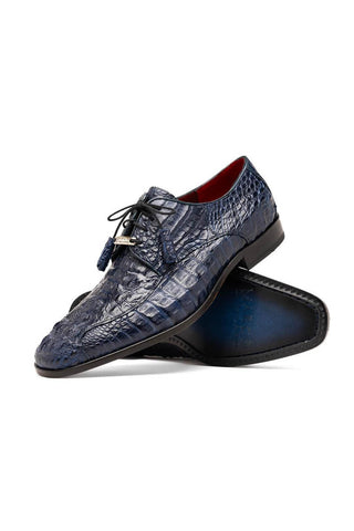 Marco Di Milano Apricena Genuine Midnight Blue Caiman Crocodile Derby (MDM1092)-AmbrogioShoes