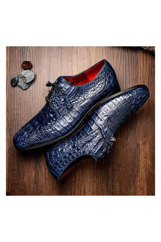 Marco Di Milano Apricena Genuine Midnight Blue Caiman Crocodile Derby (MDM1092)-AmbrogioShoes