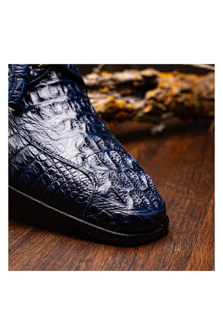 Marco Di Milano Apricena Genuine Midnight Blue Caiman Crocodile Derby (MDM1092)-AmbrogioShoes