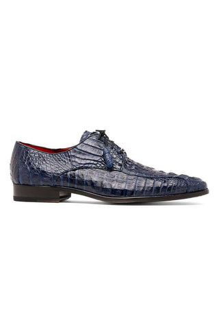 Marco Di Milano Apricena Genuine Midnight Blue Caiman Crocodile Derby (MDM1092)-AmbrogioShoes