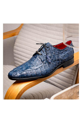 Marco Di Milano Apricena Genuine Navy Caiman Crocodile Derby (MDM1092)-AmbrogioShoes