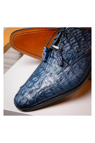 Marco Di Milano Apricena Genuine Navy Caiman Crocodile Derby (MDM1092)-AmbrogioShoes