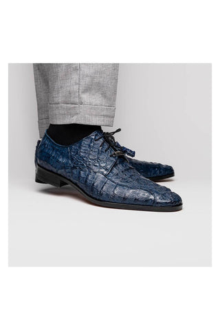 Marco Di Milano Apricena Genuine Navy Caiman Crocodile Derby (MDM1092)-AmbrogioShoes