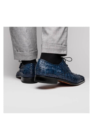 Marco Di Milano Apricena Genuine Navy Caiman Crocodile Derby (MDM1092)-AmbrogioShoes