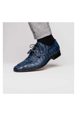 Marco Di Milano Apricena Genuine Navy Caiman Crocodile Derby (MDM1092)-AmbrogioShoes
