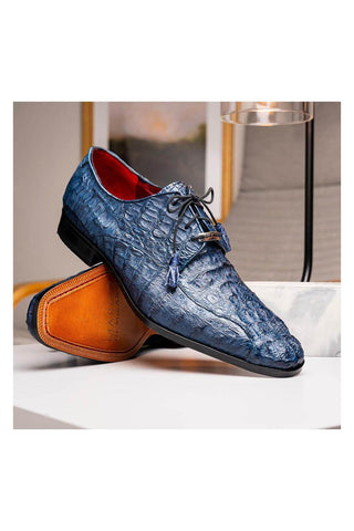 Marco Di Milano Apricena Genuine Navy Caiman Crocodile Derby (MDM1092)-AmbrogioShoes