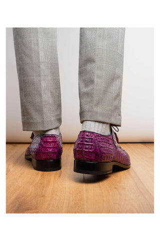 Marco Di Milano Apricena Genuine Purple Caiman Crocodile Derby (MDM1092)-AmbrogioShoes