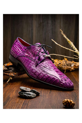 Marco Di Milano Apricena Genuine Purple Caiman Crocodile Derby (MDM1092)-AmbrogioShoes
