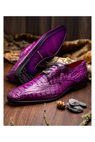 Marco Di Milano Apricena Genuine Purple Caiman Crocodile Derby (MDM1092)-AmbrogioShoes