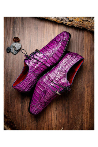 Marco Di Milano Apricena Genuine Purple Caiman Crocodile Derby (MDM1092)-AmbrogioShoes